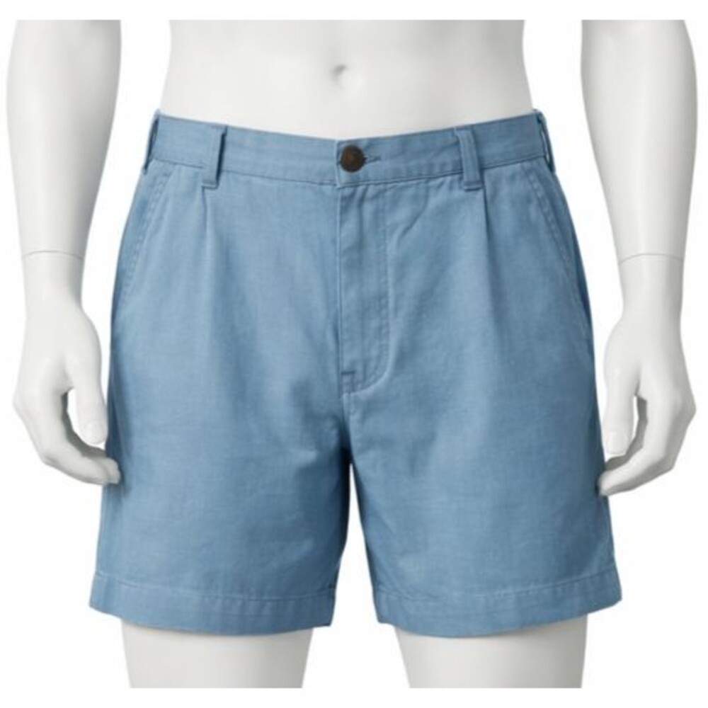 Caribbean Shorts Mens 36 Linen/Cotton Blend Powder Blue Resort Golf Vacation